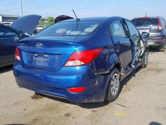 KMHCT4AE4GU064627 - 2016 HYUNDAI ACCENT SE BLUE photo 4