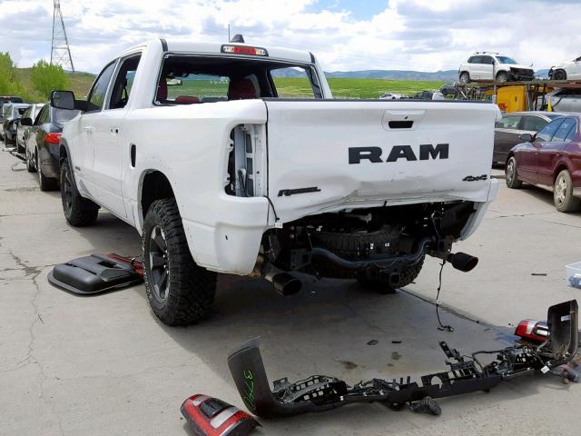 1C6SRFLT6KN629038 - 2019 RAM 1500 REBEL WHITE photo 3