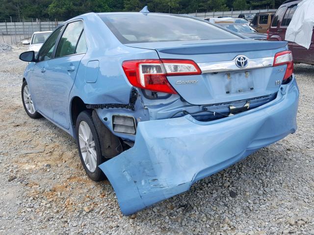 4T1BD1FK1EU099158 - 2014 TOYOTA CAMRY HYBR BLUE photo 3