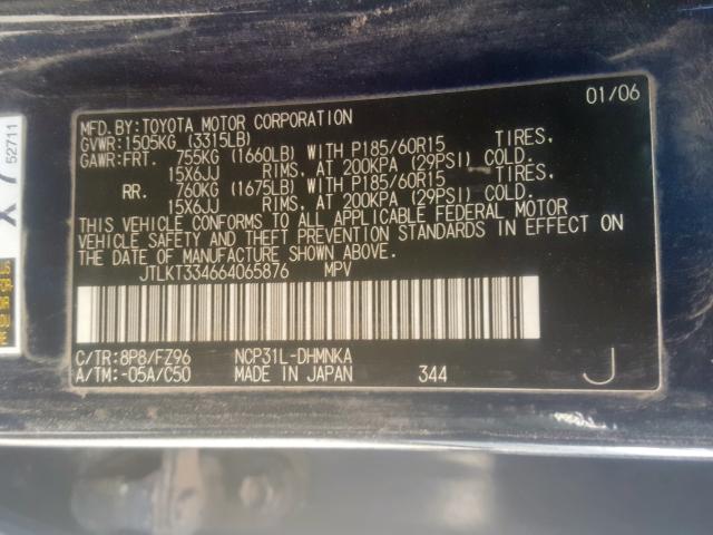JTLKT334664065876 - 2006 TOYOTA SCION XB  Foto 10