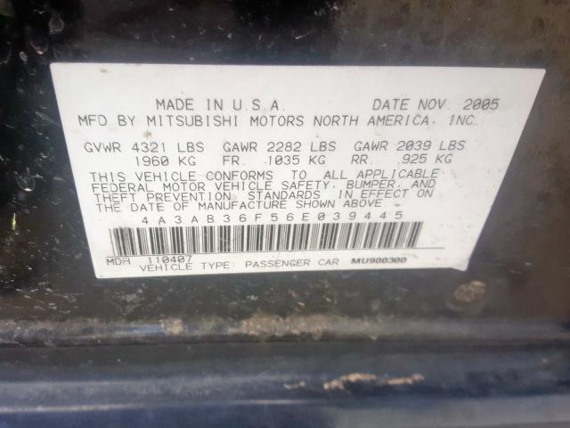 4A3AB36F56E039445 - 2006 MITSUBISHI GALANT ES MEDIUM  photo 10