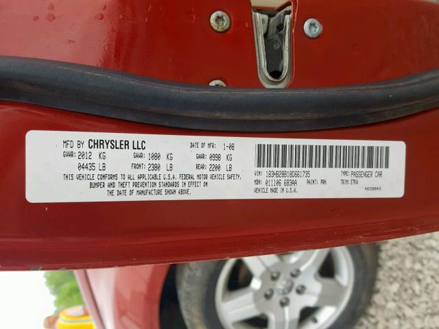 1B3HB28B18D661735 - 2008 DODGE CALIBER RED photo 10