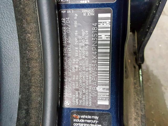 WBAEW534X4PN35184 - 2004 BMW 330 XI BLUE photo 10