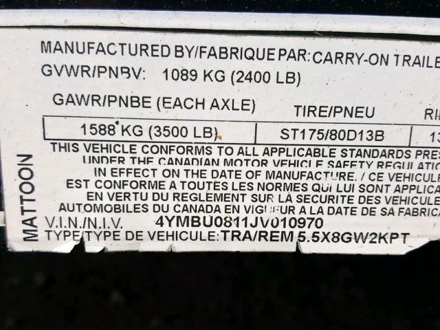 4YMBU0811JV010970 - 2018 UTILITY TRAILER 黑色 照片 10