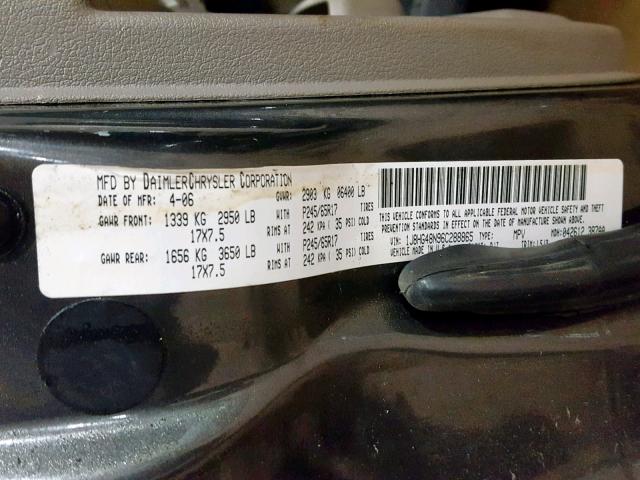 1J8HG48N96C288865 - 2006 JEEP COMMANDER GRAY photo 10