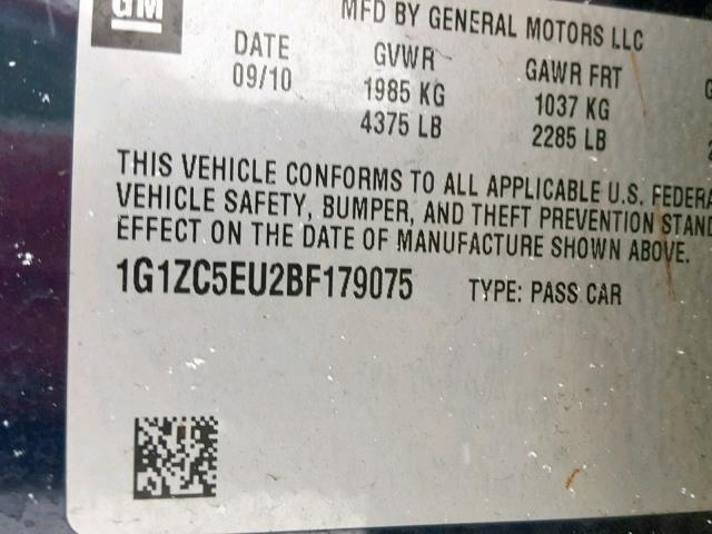 1G1ZC5EU2BF179075 - 2011 CHEVROLET MALIBU 1LT 蓝色 照片 10