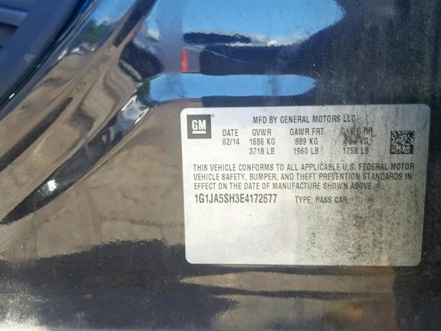 1G1JA5SH3E4172677 - 2014 CHEVROLET SONIC LS BLUE photo 10