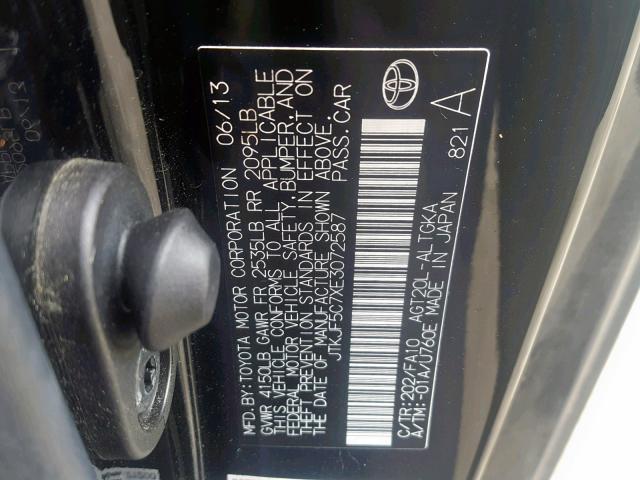 JTKJF5C7XE3072587 - 2014 TOYOTA SCION TC შავი ფოტო 10