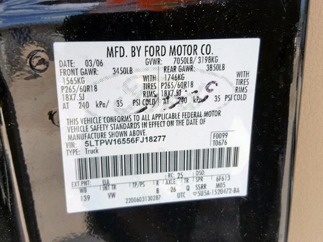 5LTPW16556FJ18277 - 2006 LINCOLN MARK LT BLACK photo 10