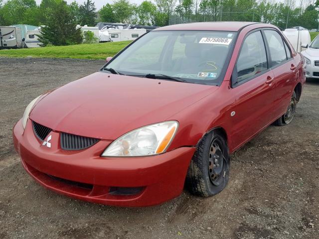 JA3AJ26E55U000882 - 2005 MITSUBISHI LANCER ES RED photo 2