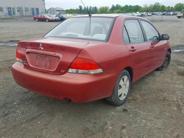 JA3AJ26E55U000882 - 2005 MITSUBISHI LANCER ES RED photo 4