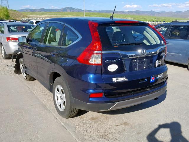 5J6RM4H34FL119611 - 2015 HONDA CR-V LX BLUE photo 3