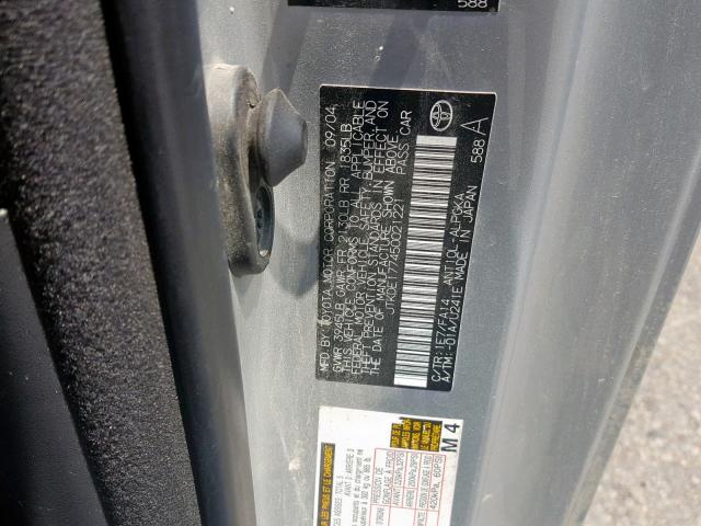 JTKDE177450021221 - 2005 TOYOTA SCION TC ვერცხლისფერი ფოტო 10