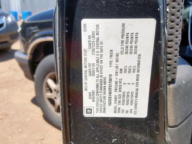 1GNDT13W4V2150596 - 1997 CHEVROLET BLAZER BLACK photo 10