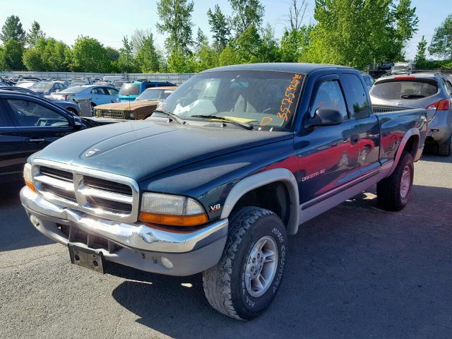 1B7GG22Y3XS166763 - 1999 DODGE DAKOTA GREEN photo 2