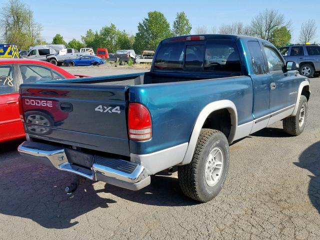 1B7GG22Y3XS166763 - 1999 DODGE DAKOTA GREEN photo 4