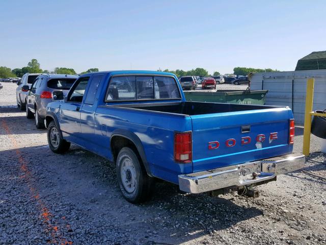 1B7GL23Y0NS544948 - 1992 DODGE DAKOTA BLUE photo 3