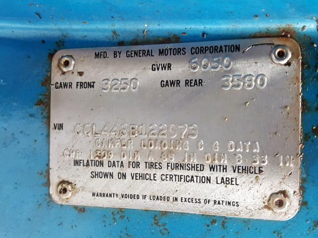 CCL448B122973 - 1978 CHEVROLET C/K1500 BLUE photo 10