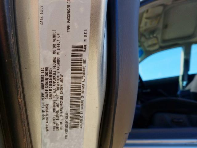 4S3BE625547205901 - 2004 SUBARU LEGACY L SPECIAL  photo 10