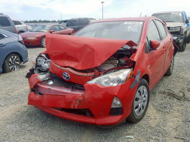 JTDKDTB38D1540170 - 2013 TOYOTA PRIUS C RED photo 2