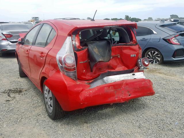 JTDKDTB38D1540170 - 2013 TOYOTA PRIUS C RED photo 3