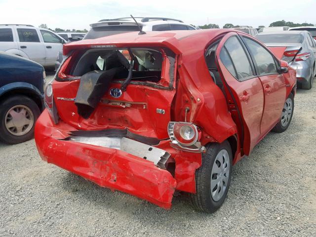 JTDKDTB38D1540170 - 2013 TOYOTA PRIUS C RED photo 4