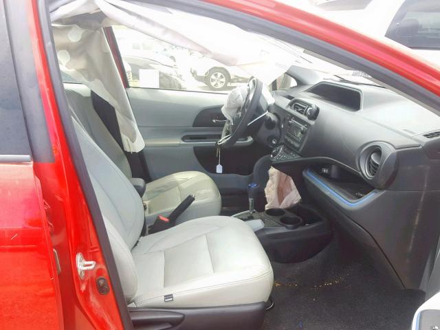 JTDKDTB38D1540170 - 2013 TOYOTA PRIUS C RED photo 5