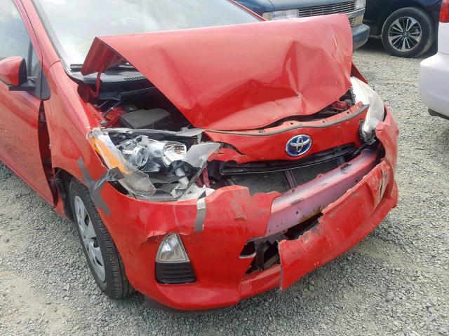 JTDKDTB38D1540170 - 2013 TOYOTA PRIUS C RED photo 9