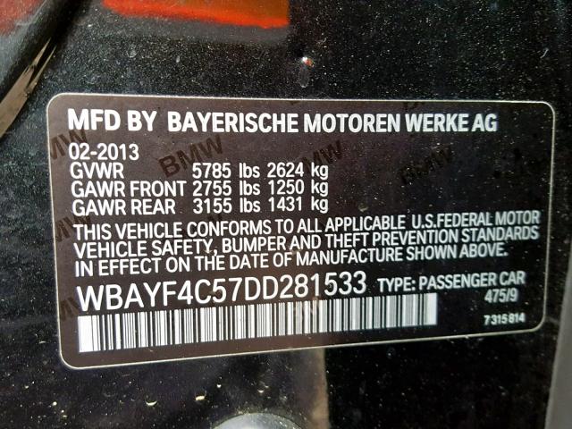 WBAYF4C57DD281533 - 2013 BMW 740 LXI BLACK photo 10