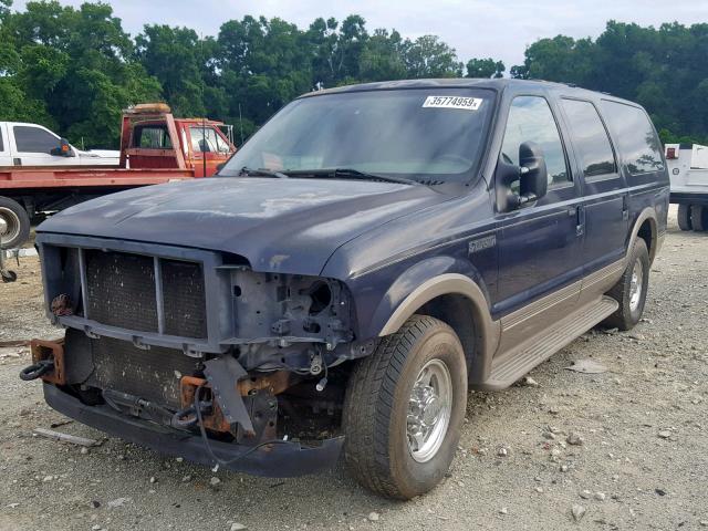 1FMNU42F8YED63403 - 2000 FORD EXCURSION BLUE photo 2