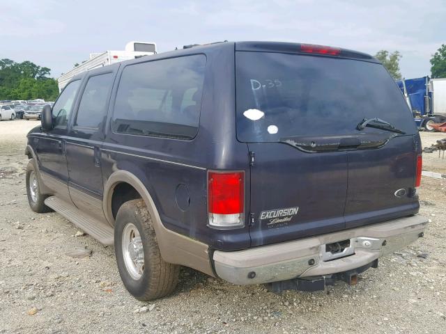 1FMNU42F8YED63403 - 2000 FORD EXCURSION BLUE photo 3