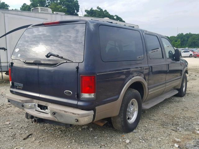 1FMNU42F8YED63403 - 2000 FORD EXCURSION BLUE photo 4