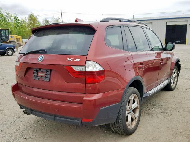 WBXPC9C4XAWJ31575 - 2010 BMW X3 XDRIVE3 BURGUNDY photo 4