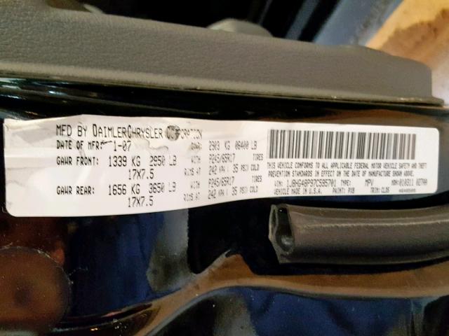 1J8HG48P97C595701 - 2007 JEEP COMMANDER 黑色 照片 10