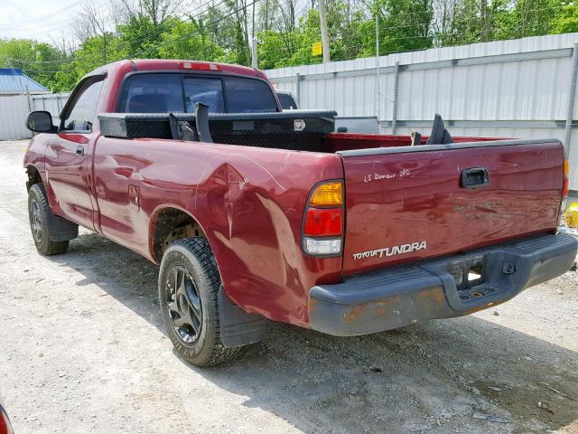 5TBJN32172S256657 - 2002 TOYOTA TUNDRA MAROON photo 3