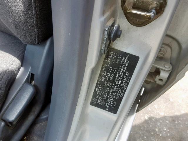 KMHCG45C33U464539 - 2003 HYUNDAI ACCENT GL SILVER photo 10