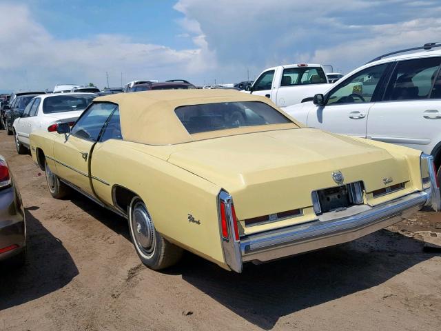 6L67S5Q409065 - 1975 CADILLAC ELDORADO C YELLOW photo 3