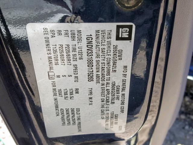 1GNDV33188D176265 - 2008 CHEVROLET UPLANDER L 黑色 照片 10