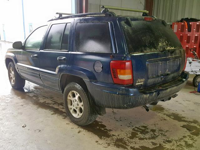 1J4GW58J52C167330 - 2002 JEEP GRAND CHER BLUE photo 3