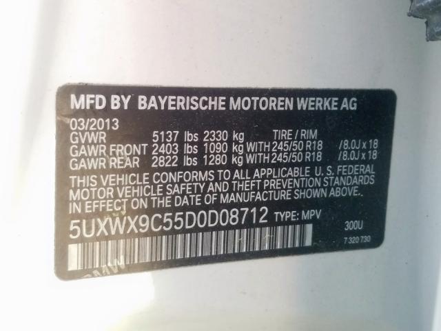 5UXWX9C55D0D08712 - 2013 BMW X3 XDRIVE28I  photo 10