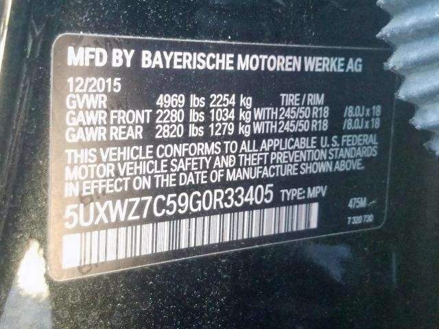 5UXWZ7C59G0R33405 - 2016 BMW X3 SDRIVE28I  photo 10