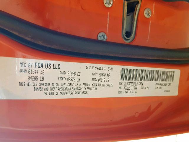 1C3CDFBB0FD316054 - 2015 DODGE DART SXT ORANGE photo 10