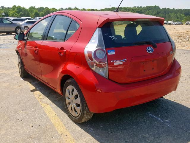 JTDKDTB33C1027360 - 2012 TOYOTA PRIUS C RED photo 3