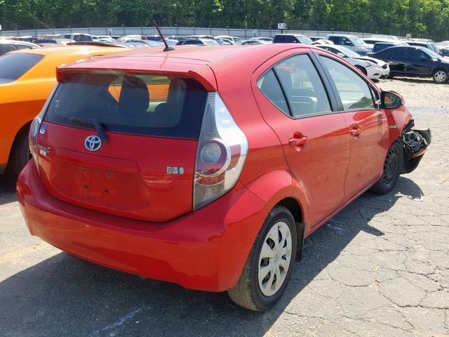 JTDKDTB33C1027360 - 2012 TOYOTA PRIUS C RED photo 4