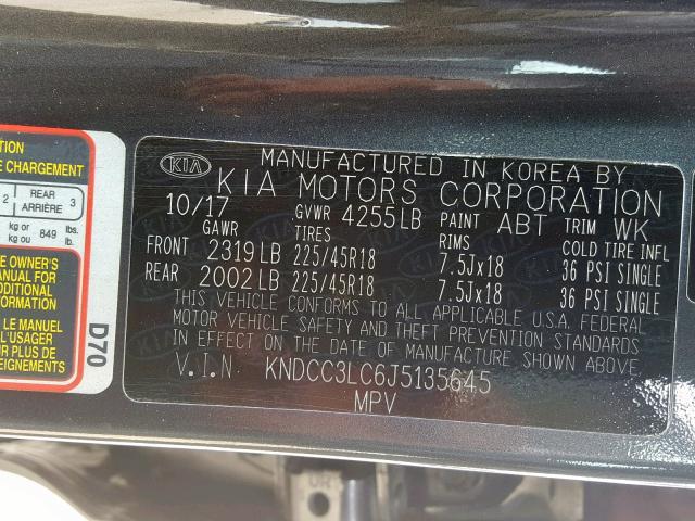 KNDCC3LC6J5135645 - 2018 KIA NIRO EX GRAY photo 10