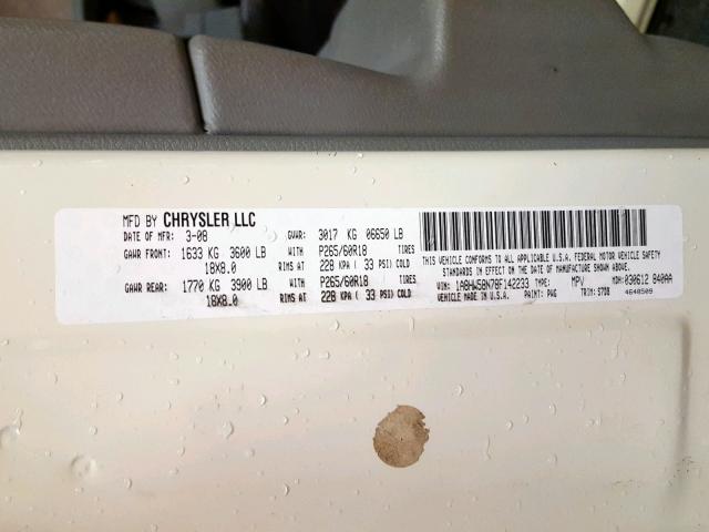 1A8HW58N78F142233 - 2008 CHRYSLER ASPEN LIMI 白色 照片 10