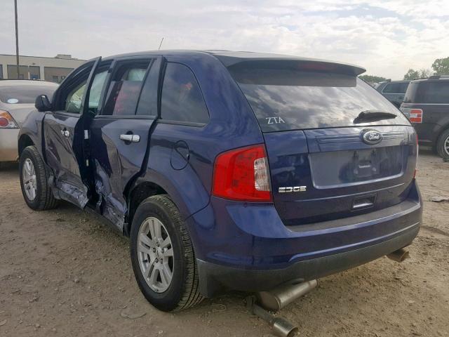 2FMDK3GC1BBA93511 - 2011 FORD EDGE SE BLUE photo 3