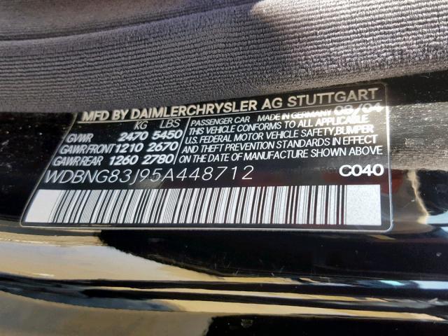 WDBNG83J95A448712 - 2005 MERCEDES-BENZ S 430 4MAT BLACK photo 10