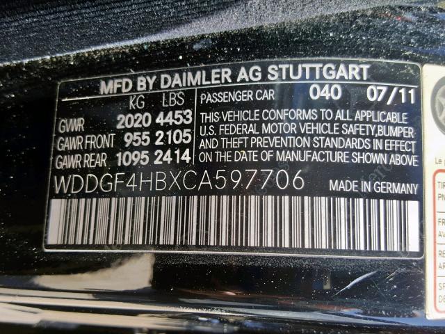 WDDGF4HBXCA597706 - 2012 MERCEDES-BENZ C 250 BLACK photo 10