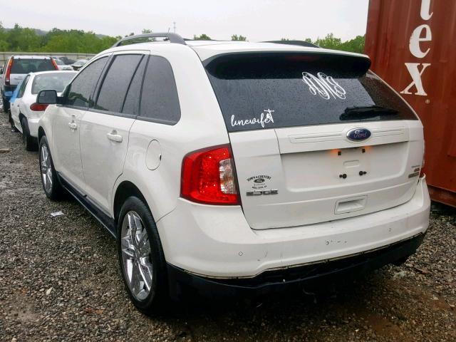 2FMDK3J92CBA25703 - 2012 FORD EDGE SEL WHITE photo 3